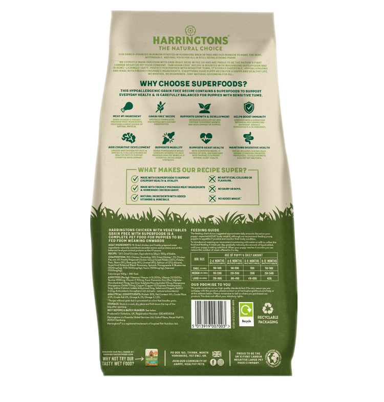Harringtons Superfoods Chicken with Vegetables Puppy Dry Dog Food