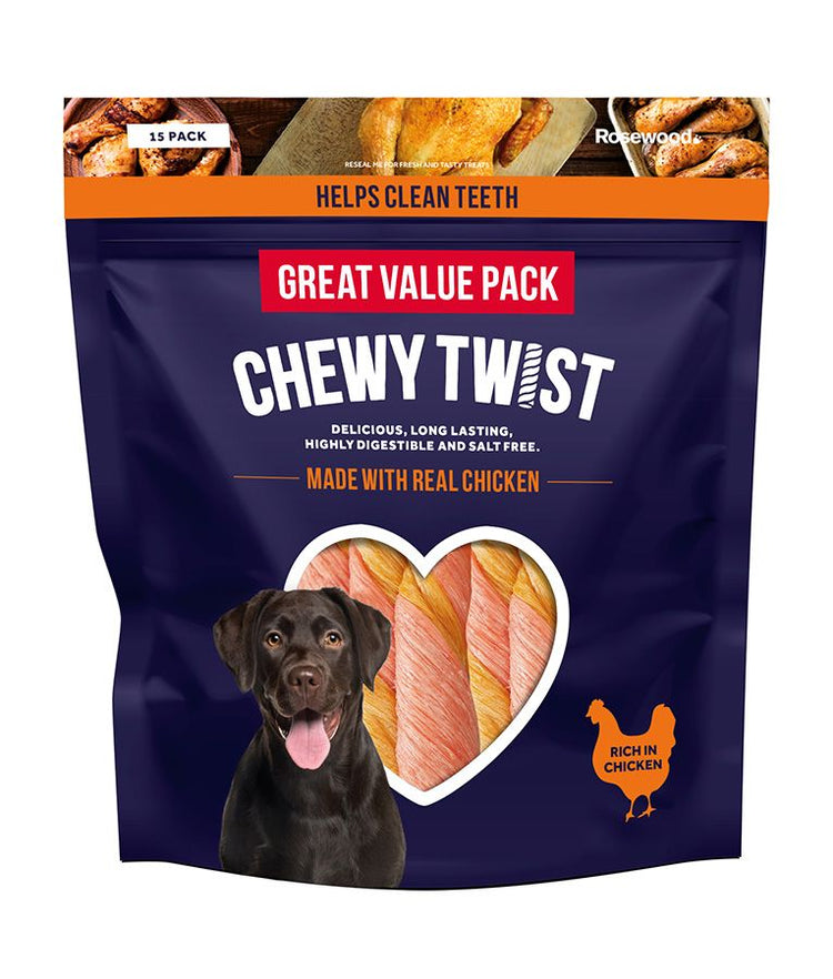 Rosewood Chewy Twist Chicken Dog Treats