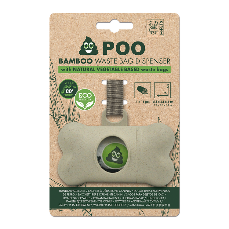 M-PETS Poo Bamboo Waste Bags Dispenser +15 bags