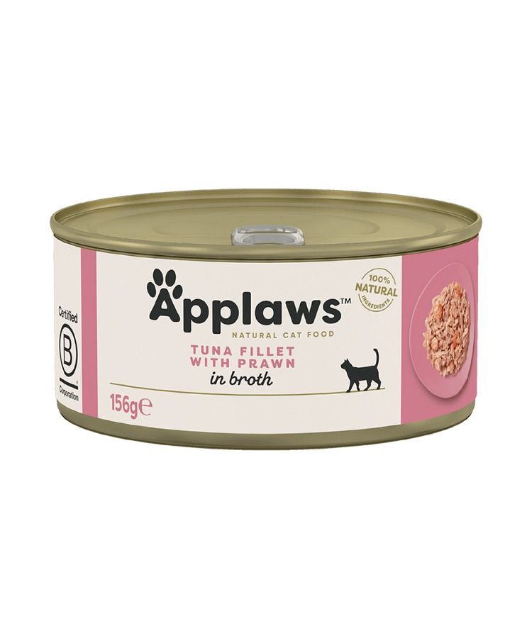 Applaws Tuna Fillet Wet Cat Food 156g Tin - 156 G, Prawn in Broth