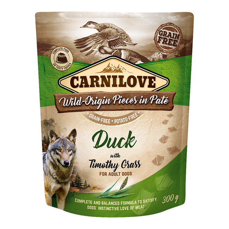 Carnilove Duck with Timothy Grass for Adult Dogs (Wet Food Pouches)x300g
