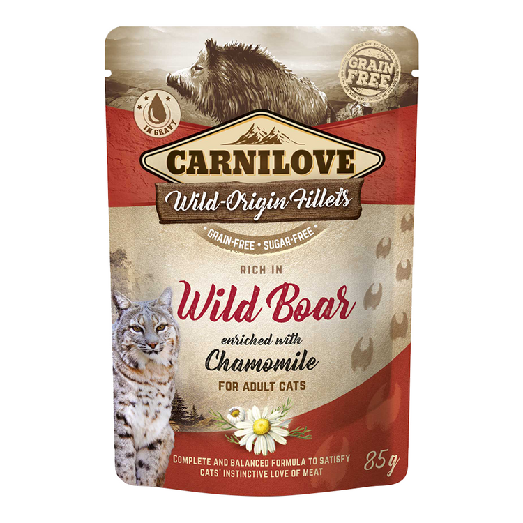 Carnilove Wild Boar enriched with Chamomile for Adult Cats (Wet Food Pouches)x85g