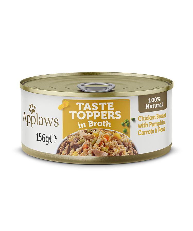 Applaws Taste Toppers Wet Dog Food 156g Tin - 156 G, Broth Chicken with Vegetables