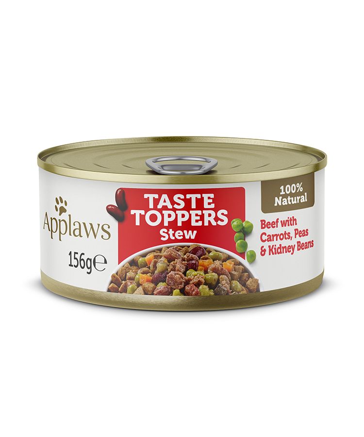 Applaws Taste Toppers Wet Dog Food 156g Tin - 156 G, Stew Beef with Vegetables