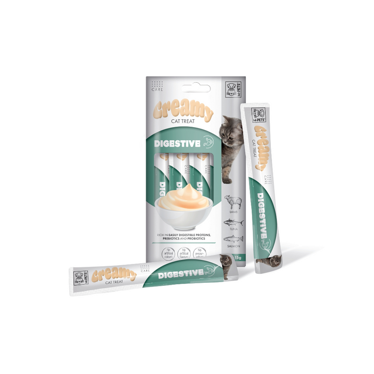 M-PETS Creamy with Functions – Cat treat – Digestive – Lamb & Tuna & Salmon 4x15g (60g)
