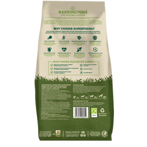 Harringtons Superfoods Turkey with Vegetables Adult Dry Dog Food