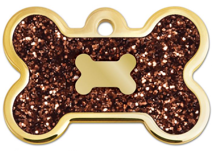 ID Tag - Bone Epoxy Gold/Glitter