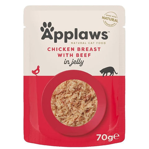 Applaws Chicken with Beef in Jelly Adult Wet Cat Food 70g Pouch - 70 G