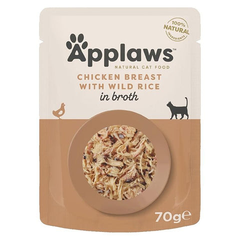Applaws Chicken with Wild Rice in Broth Wet Cat Food 70g Pouch - 70 G