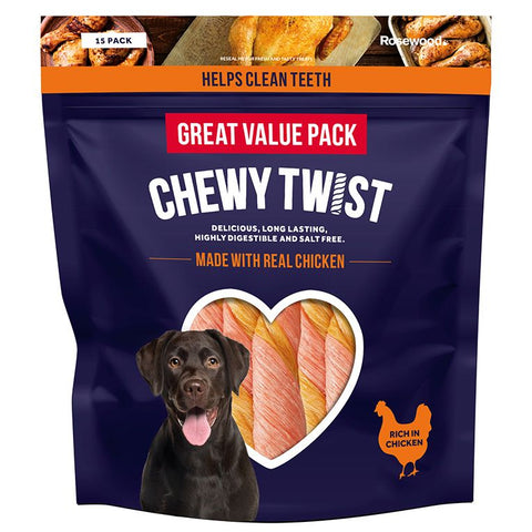 Rosewood Chewy Twist Chicken Dog Treats
