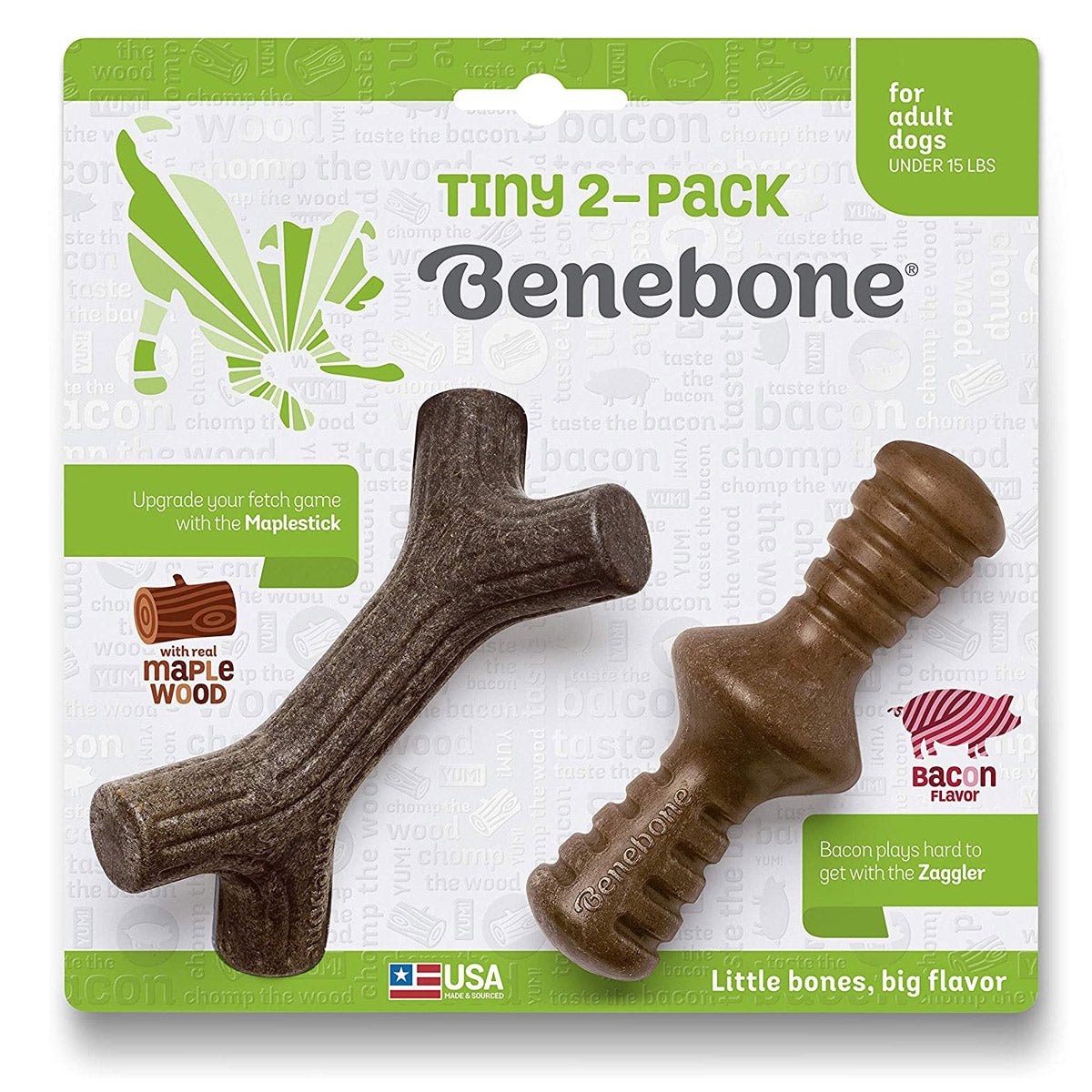 Benebone 2-Pack Maplestick/Zaggler (Tiny)  Bacon