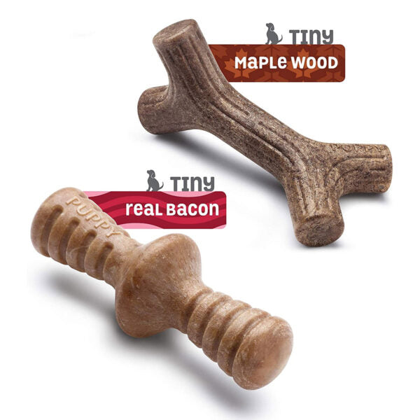 Benebone Puppy 2-Pack Maplestick/Zaggler (Tiny)  Bacon