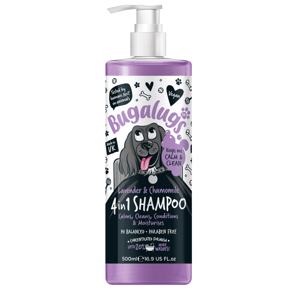 Bugalugs 4 In 1 Lavender & Chamomile Dog Shampoo 500ml (16.9 Fl Oz)