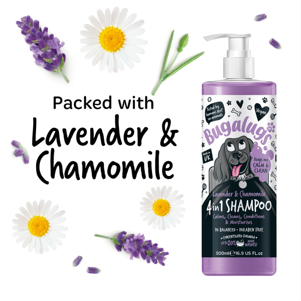 Bugalugs 4 In 1 Lavender & Chamomile Dog Shampoo 500ml (16.9 Fl Oz) - 0