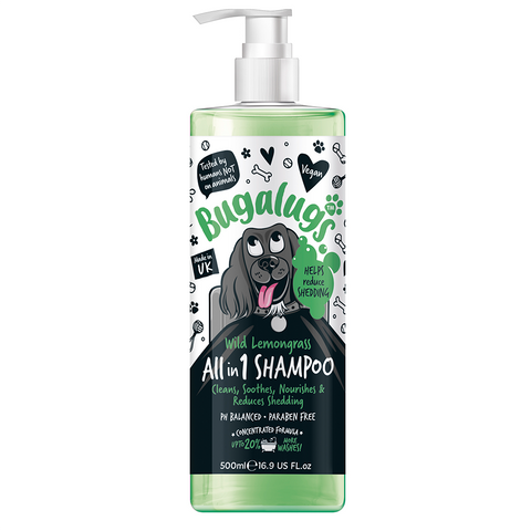 Bugalugs Dog Shampoo 500ml (16.9 Fl Oz) - All in 1 Wild Lemongrass