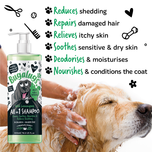 Bugalugs All In 1 Wild Lemongrass Dog Shampoo 500ml