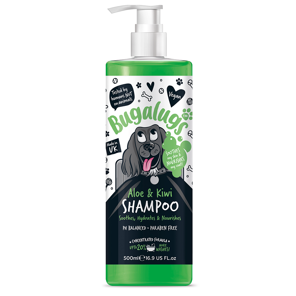 Bugalugs Dog Shampoo 500ml (16.9 Fl Oz) - Aloe & Kiwi Soothing