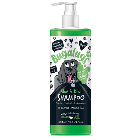 Bugalugs Dog Shampoo 500ml (16.9 Fl Oz) - Aloe & Kiwi Soothing