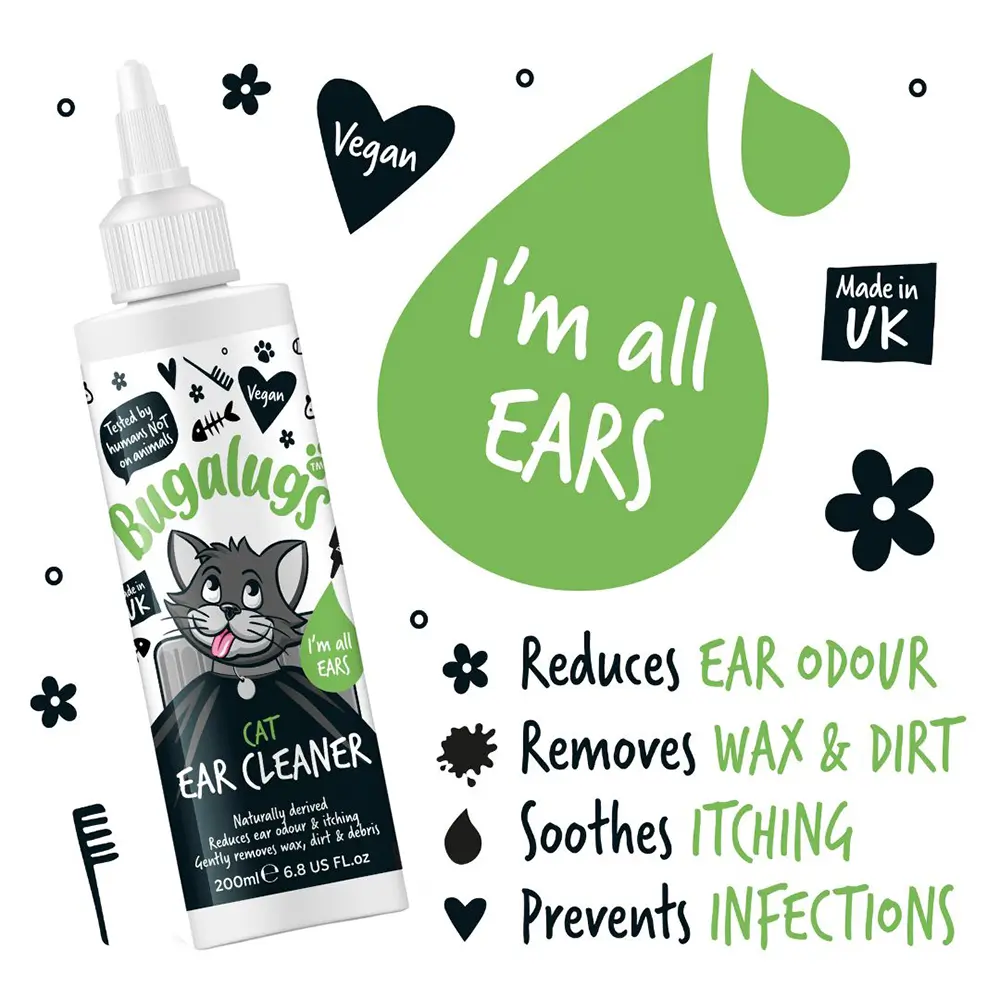 Bugalugs Cat Ear Cleaner 200ml (6.8 Fl Oz)