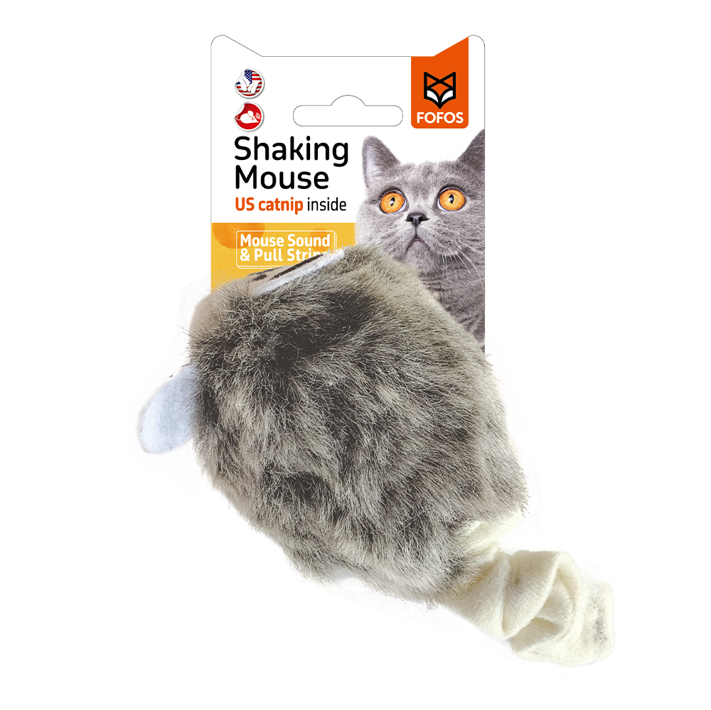 FOFOS Pull String & Sound Chip Grey Shaking Mouse Cat - 0