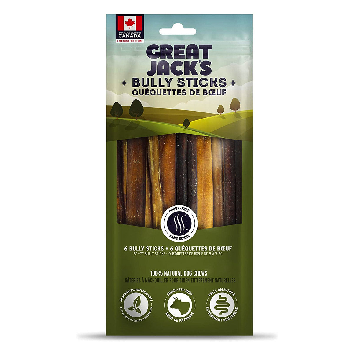 Great Jack Odour-Free Bully Sticks  6 pcs