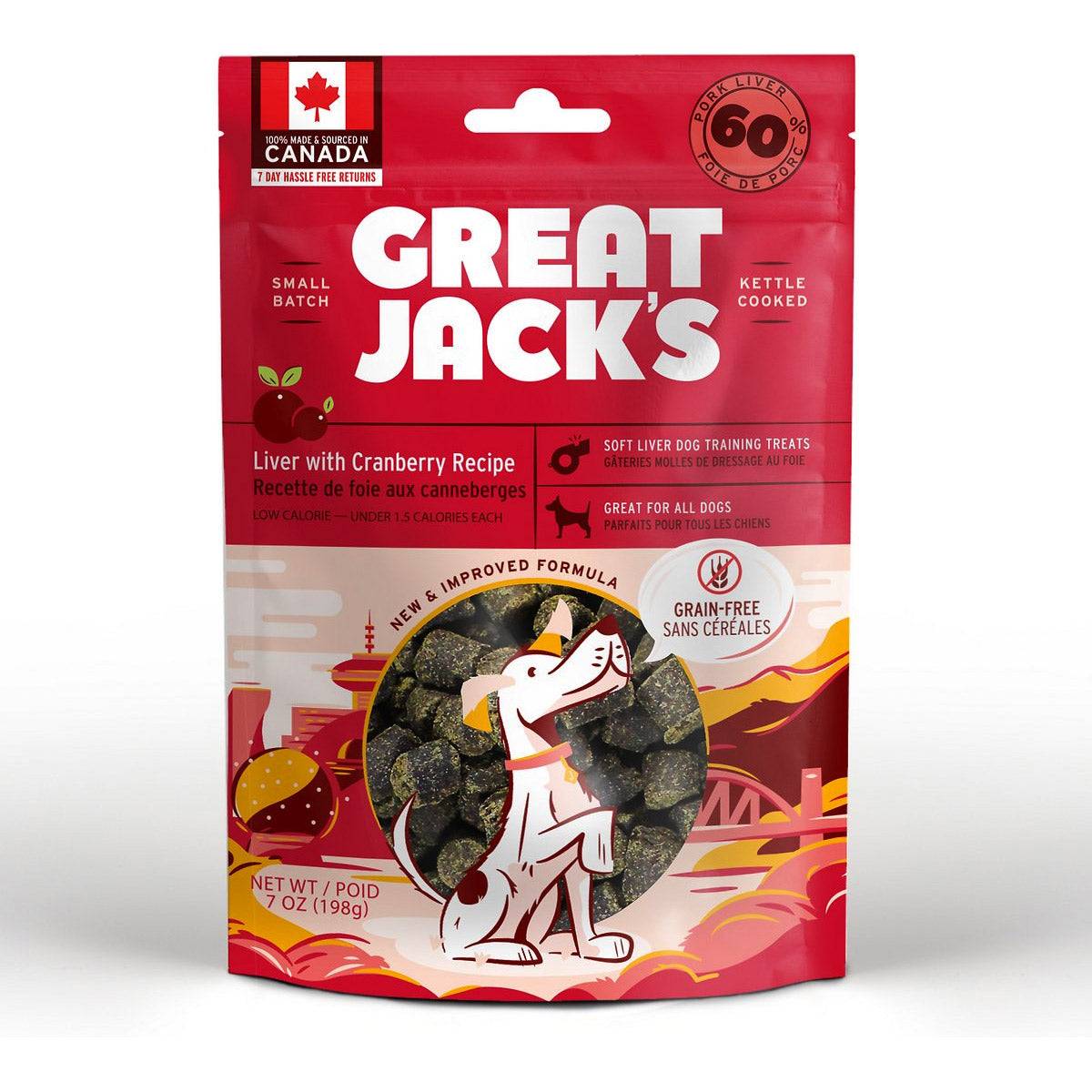 Great Jack Liver with Cranberry Recipe Grain-Free Dog Treats 7oz / 198gm