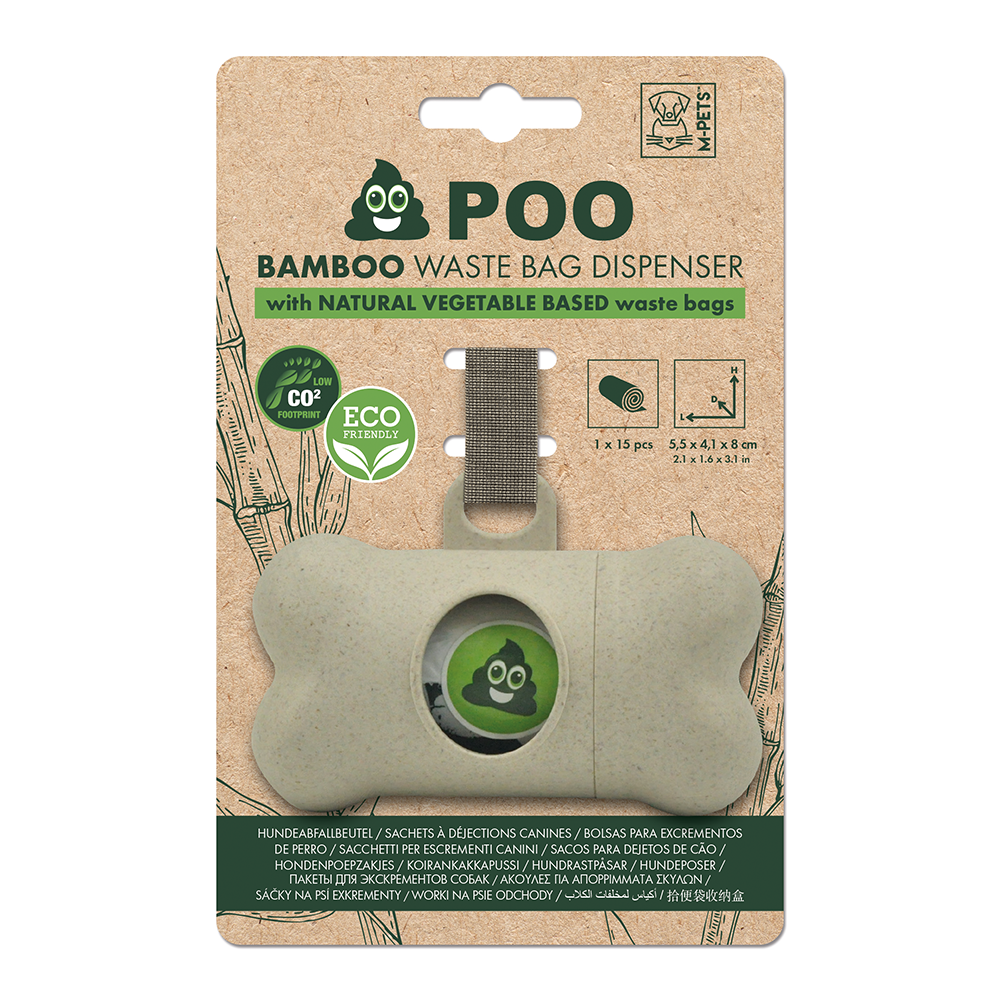 M-PETS Poo Bamboo Waste Bags Dispenser +15 bags