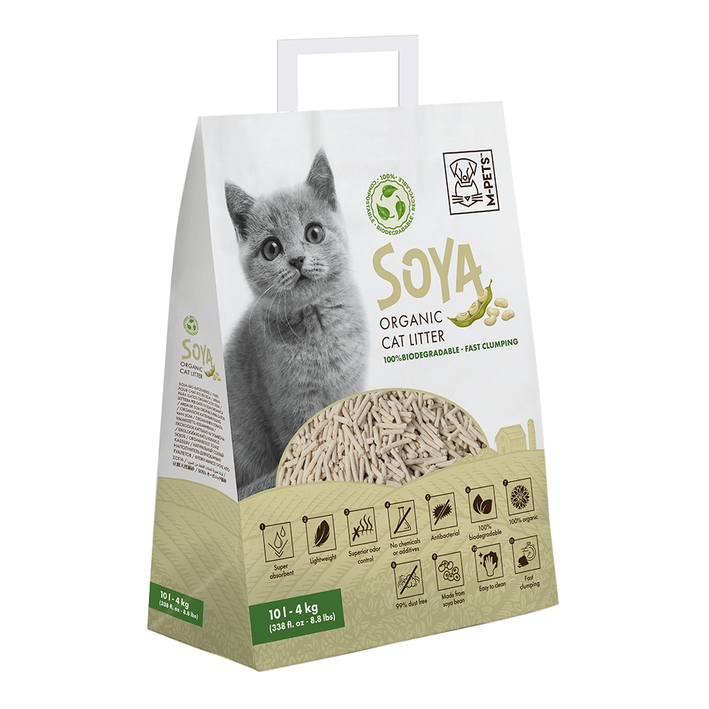 M-PETS Soya Organic Cat Litter Non Scented 10 L – 100% Biodegradable