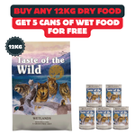 Buy 12kg Taste Of The Wild Wetlands Dry Food From  And get 3 Cans Of Wet Food For Free