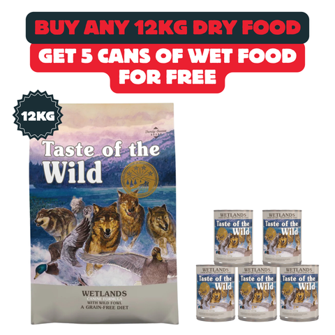 Buy 12kg Taste Of The Wild Wetlands Dry Food From  And get 3 Cans Of Wet Food For Free
