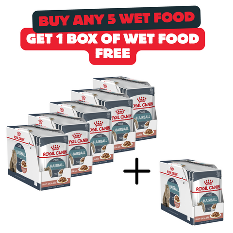 Buy 5 Boxes Of Royal Canin Hair Care Food And Get 1 Box For Free