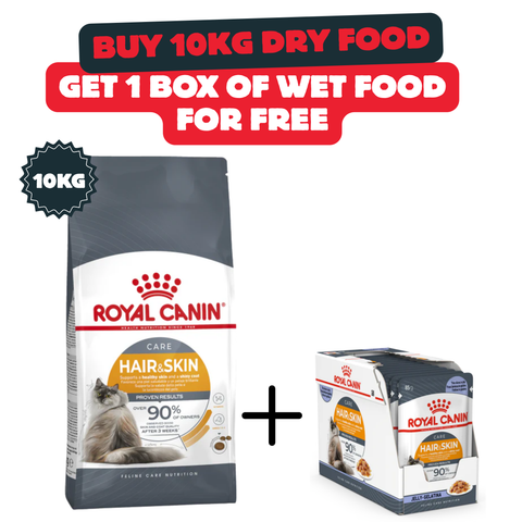 Buy Hair And Skin 10Kg Dry Food And Get 1 Box Of Wet Food Free