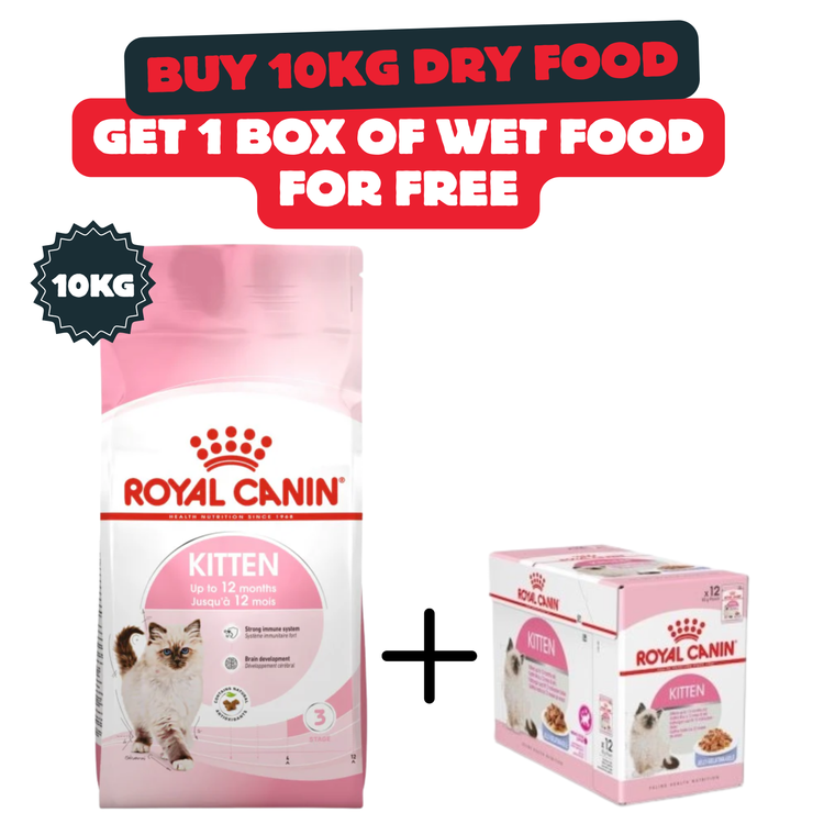 Buy Royal Canin Kitten 10Kg Dry Food And Get 1 Box Of Wet Food Free