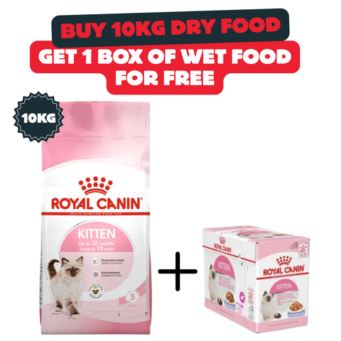Buy Royal Canin Kitten 10Kg Dry Food And Get 1 Box Of Wet Food Free