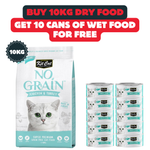 Buy One 10kg Kit Cat No Grain Chicken And Turkey + 10 Tins Of Wet Food For Free