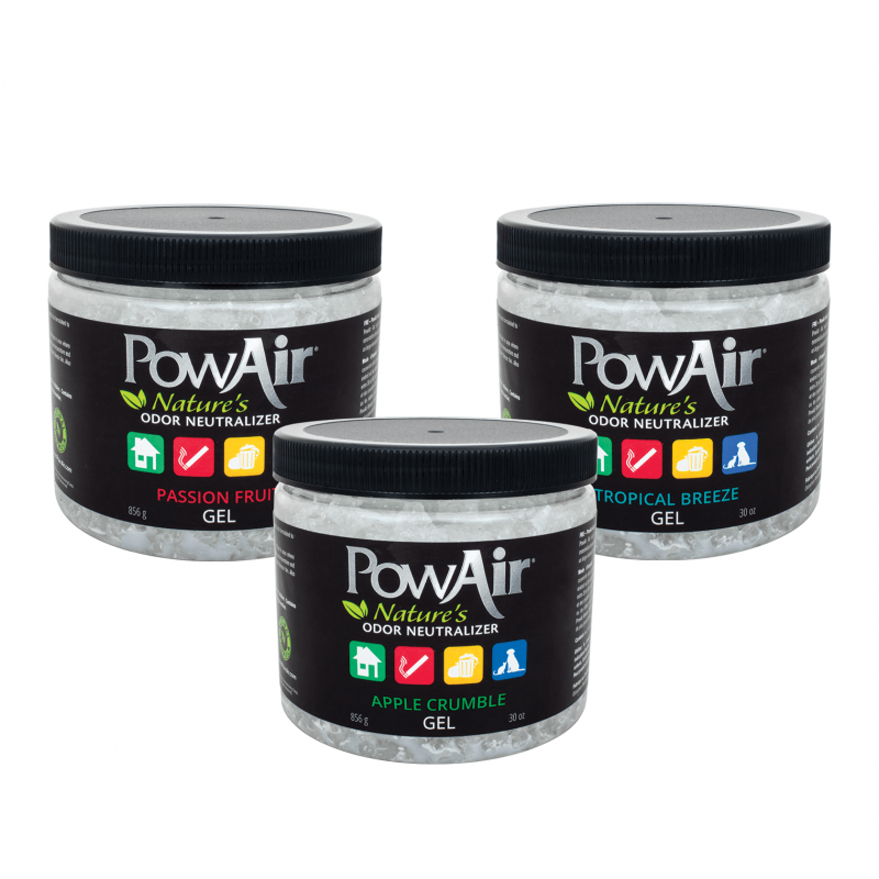 POWAIR GEL - NATURAL ODOUR ELIMINATOR FOR AIR BORNE SMELL FOR HOME WITH PETS OR NEAR CAT LITTER BOX - PASSION FRUIT