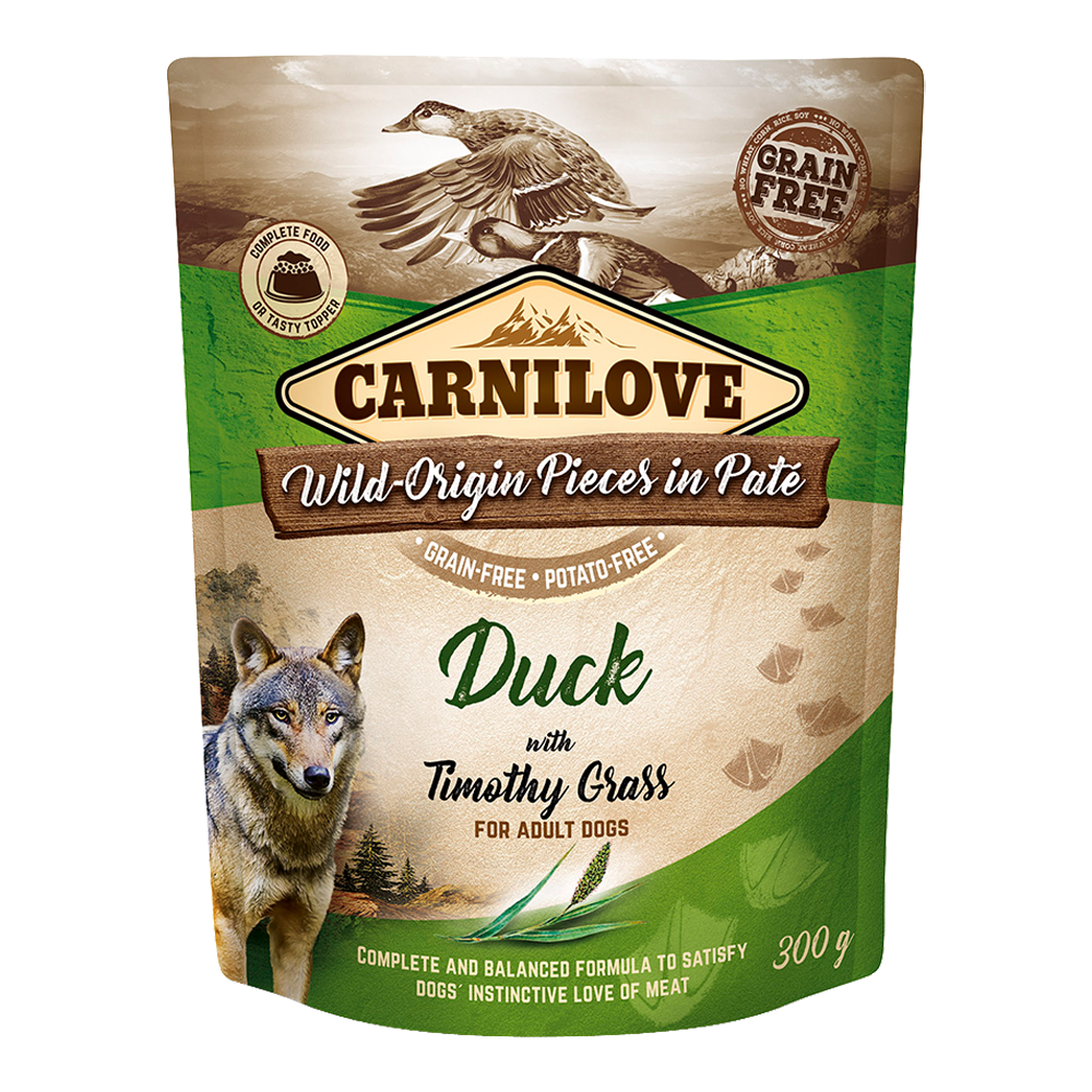 Carnilove Duck with Timothy Grass for Adult Dogs (Wet Food Pouches)x300g