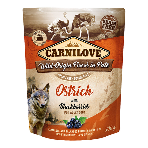 Carnilove Ostrich with Blackberries for Adult Dogs (Wet Food Pouches)x300g
