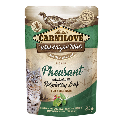 Carnilove Pheasant enriched with Raspberry Leaves for Adult Cats (Wet Food Pouches)x85g
