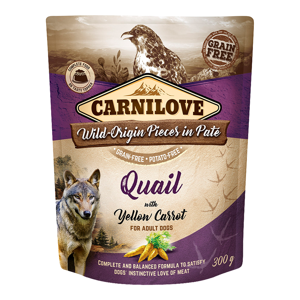 Carnilove Quail with Yellow Carrot for Adult Dogs (Wet Food Pouches)x300g