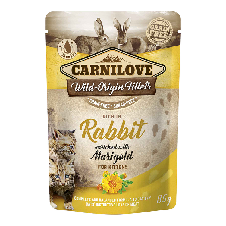 Carnilove Rabbit enriched with Marigold for Kittens (Wet Food Pouches)x85g