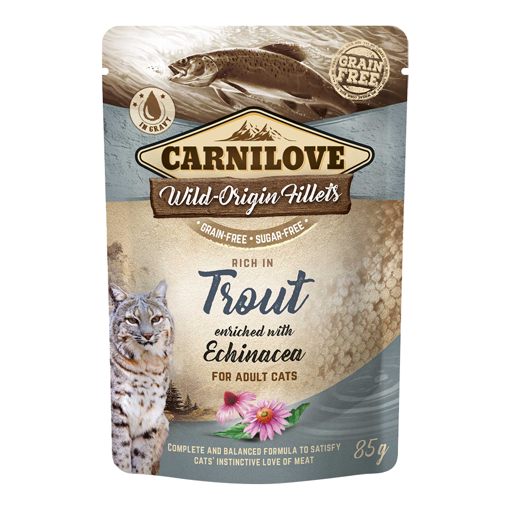Carnilove Trout enriched with Echinacea for Adult Cats (Wet Food Pouches)x85g
