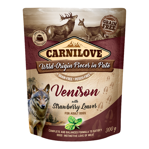 Carnilove Venison with Strawberry Leaves for Adult Dogs (Wet Food Pouches)x300g