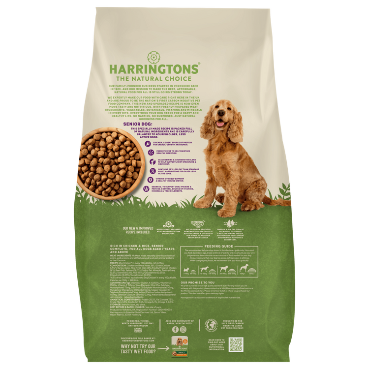 Harringtons Complete Chicken & Rice Senior Dry Dog Food 12kg