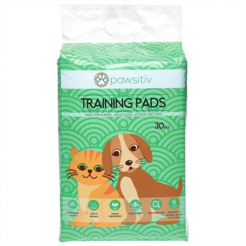 Pawsitiv Multifunctional Training and Pee Pads For Puppy, Kitten, Dog and Cat - 30pcs Unscented
