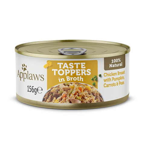 Applaws Taste Toppers Wet Dog Food 156g Tin - 156 G, Broth Chicken with Vegetables