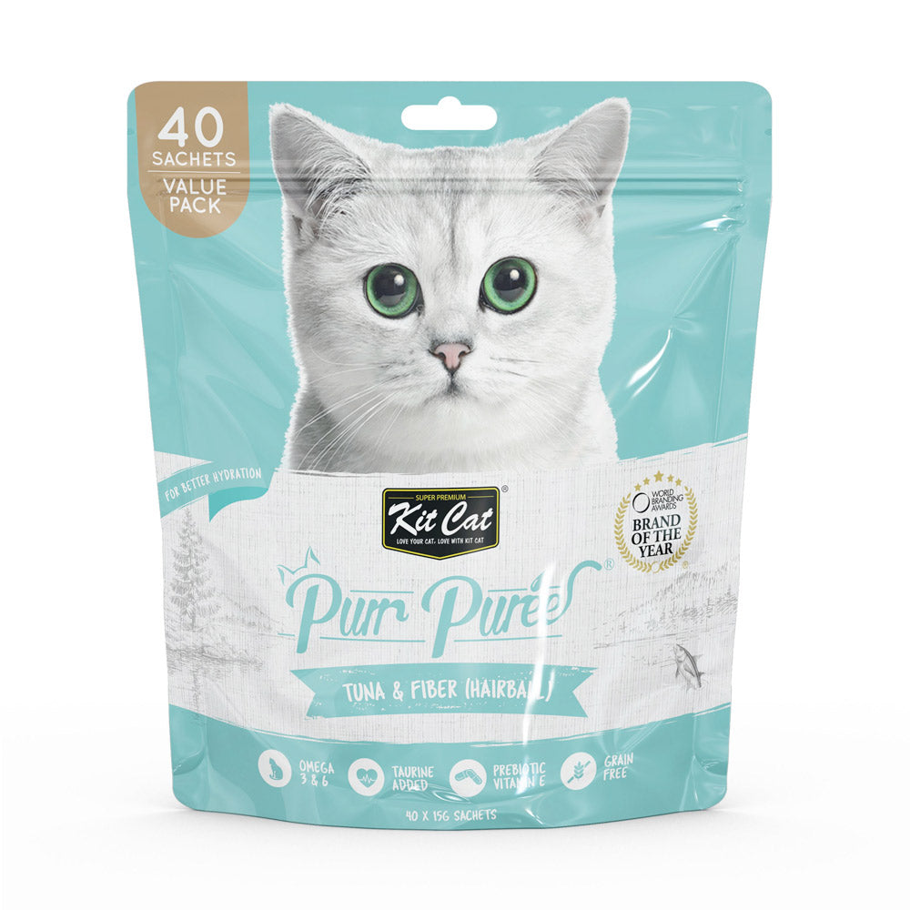 Kit Cat Purr Puree Tuna & Fiber (Hairball) (40 Sachets Value Pack)