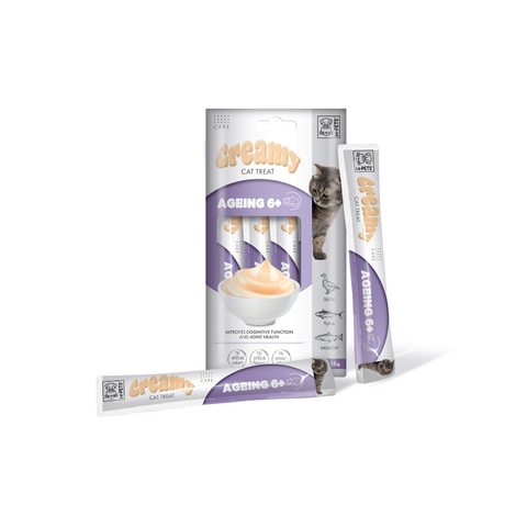 M-PETS Creamy with Functions – Cat treat – Ageing 6+ – Duck & Tuna & Salmon 4x15g (60g)