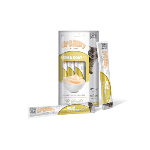M-PETS Creamy with Functions – Cat treat – Skin & Coat – Tuna & Salmon 4x15g (60g)