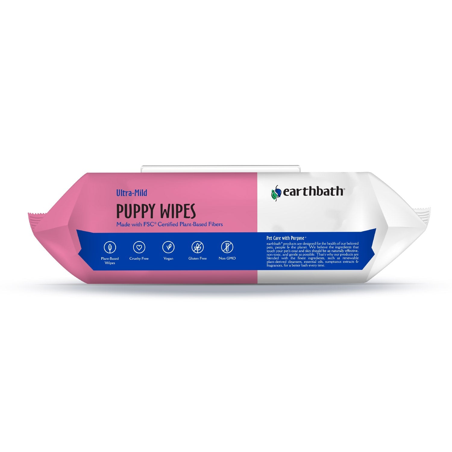 earthbathÂ® Ultra-Mild Puppy Wipes, Wild Cherry, Cleans & Conditions, 100 ct plant-based wipes in re-sealable pouch